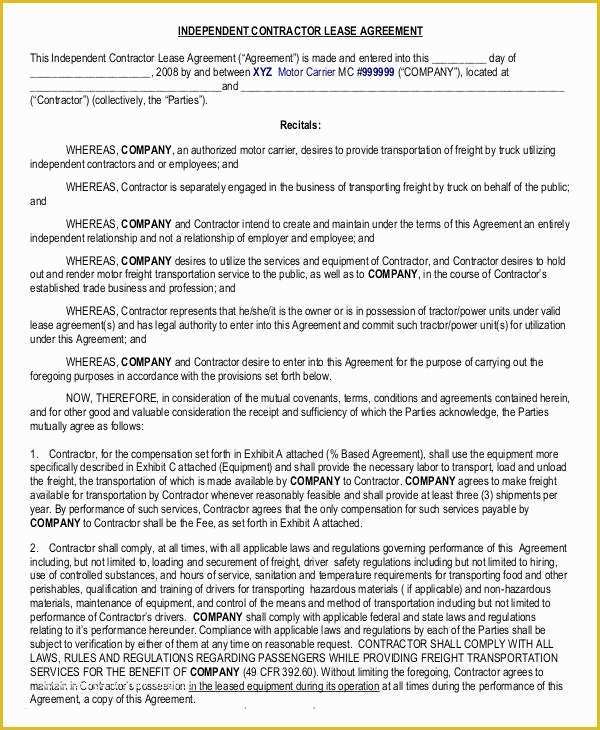 Free Independent Contractor Template Of Independent Contractor Agreement 15 Free Sample