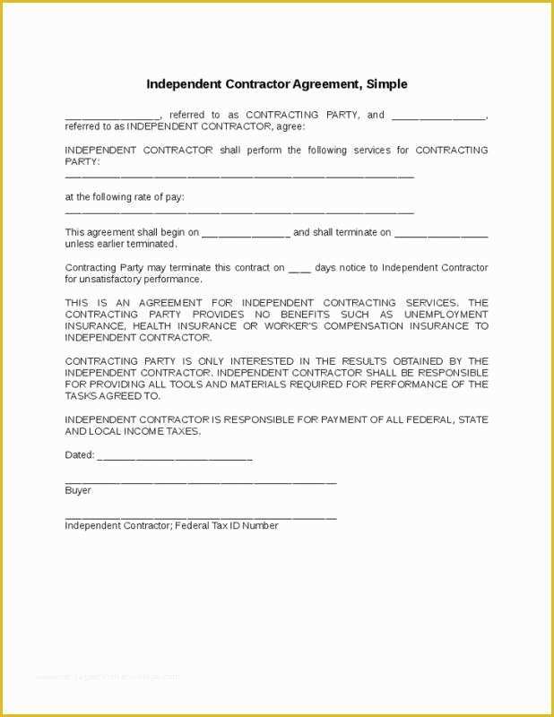 Free Independent Contractor Template Of Simple Independent Contractor Agreement