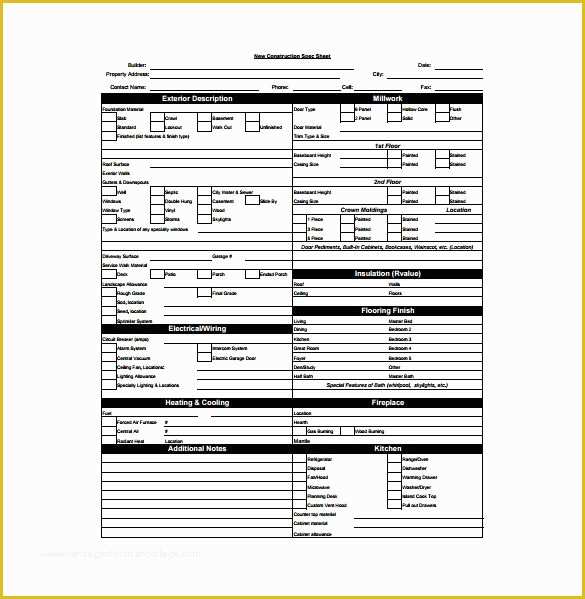 Free Interior Design Spec Sheet Template Of Spec Sheet Template 6 Free Word Pdf Documents Download