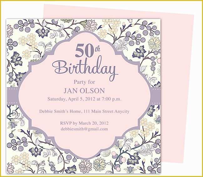 Free Invitation Templates for Mac Pages Of Beautiful and Elegant 50th Birthday Party Invitations