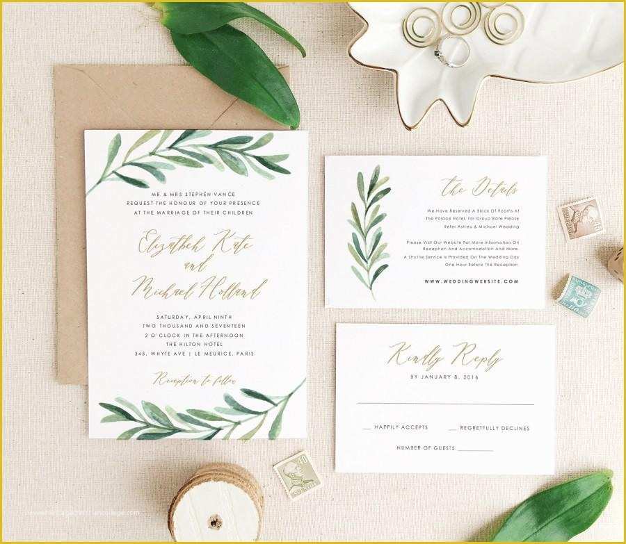 Free Invitation Templates for Mac Pages Of Greenery Wedding Invitation Template • Printable Wedding