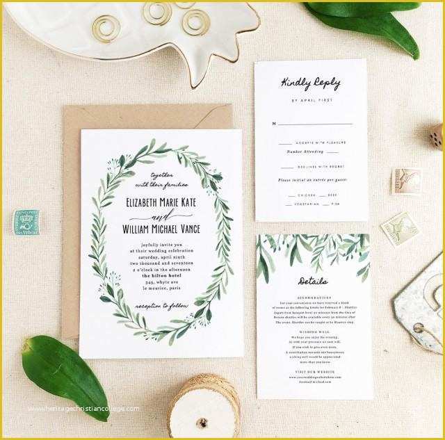 Free Invitation Templates for Mac Pages Of Greenery Wedding Invitation Template • Printable Wedding