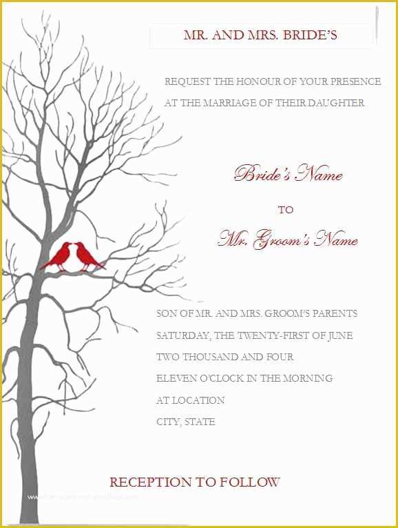 Free Invitation Templates for Word Of Free Wedding Invitation Templates for Microsoft Word