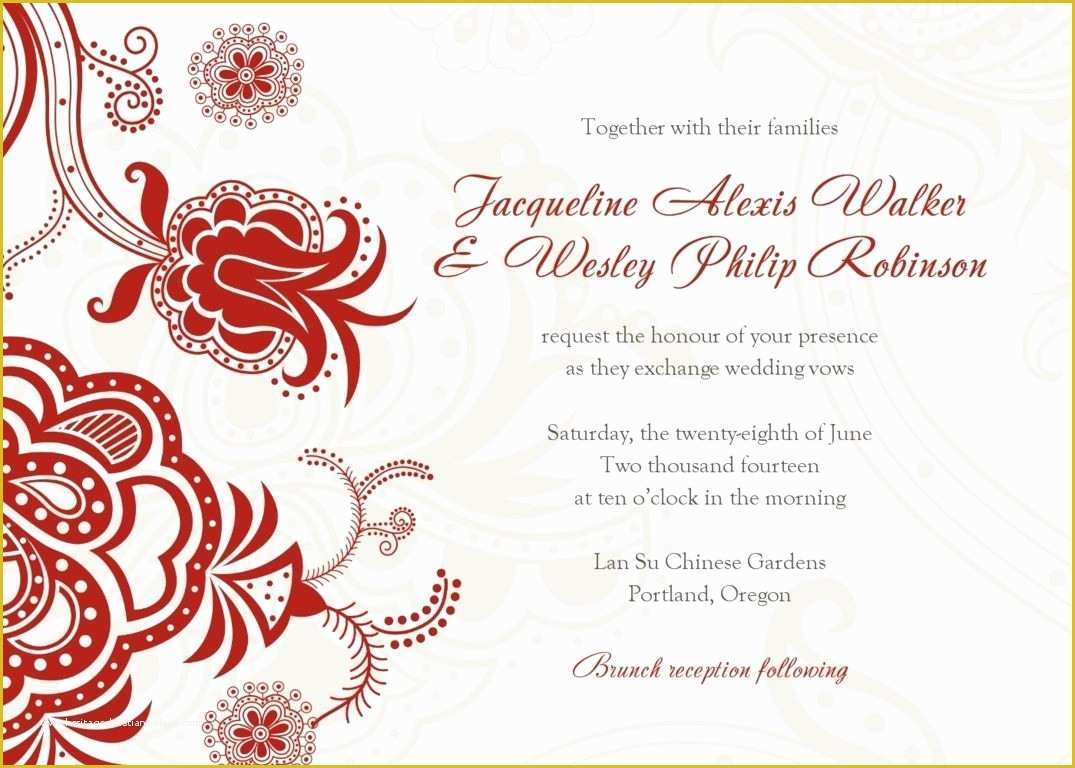 Free Invitation Templates for Word Of Invitation Word Templates Free Wedding Invitation