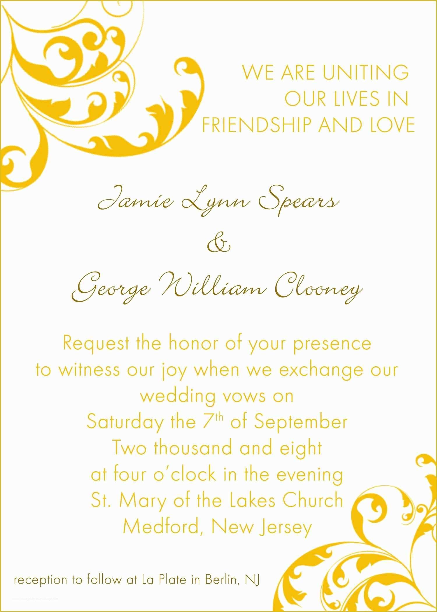 Free Invitation Templates for Word Of Invitation Word Templates Free Wedding Invitation