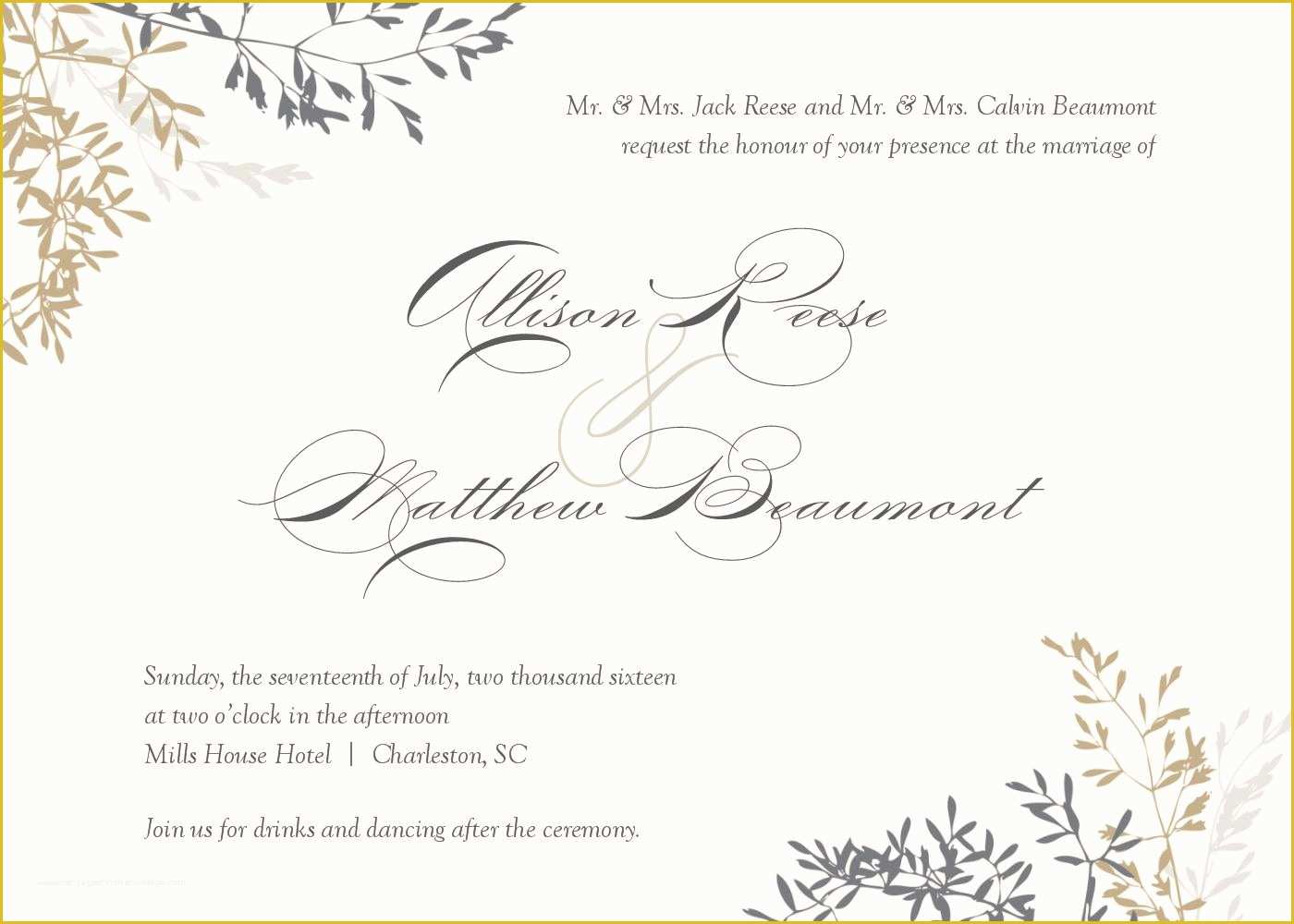 Free Invitation Templates for Word Of Wedding Invitation Wedding Invitations Template Superb