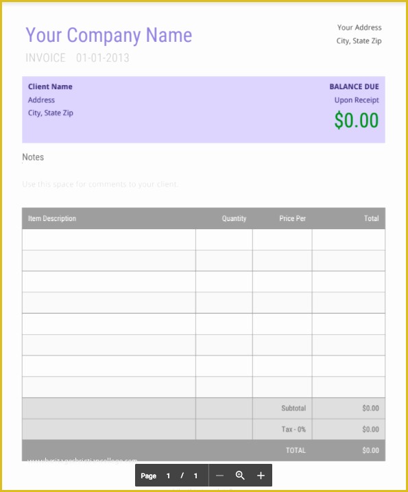 google doc invoice template