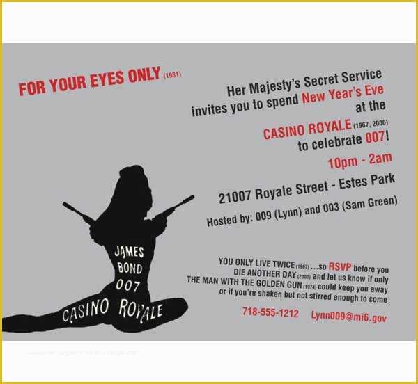 Free James Bond Invitation Template Of Casino Royale 007 Bond Invitation