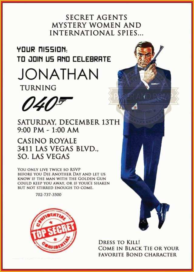 Free James Bond Invitation Template Of James Bond 007 Birthday Bachelor Casino Poker top Secret