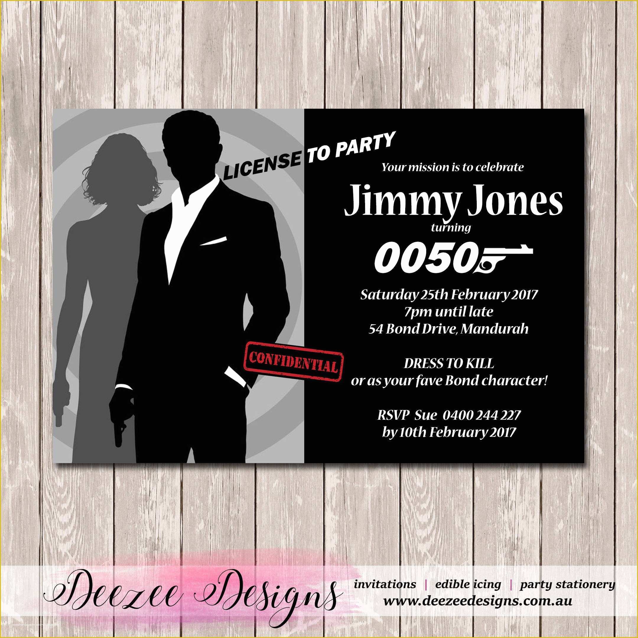 Free James Bond Invitation Template Of James Bond 007 Birthday Invitation You Print