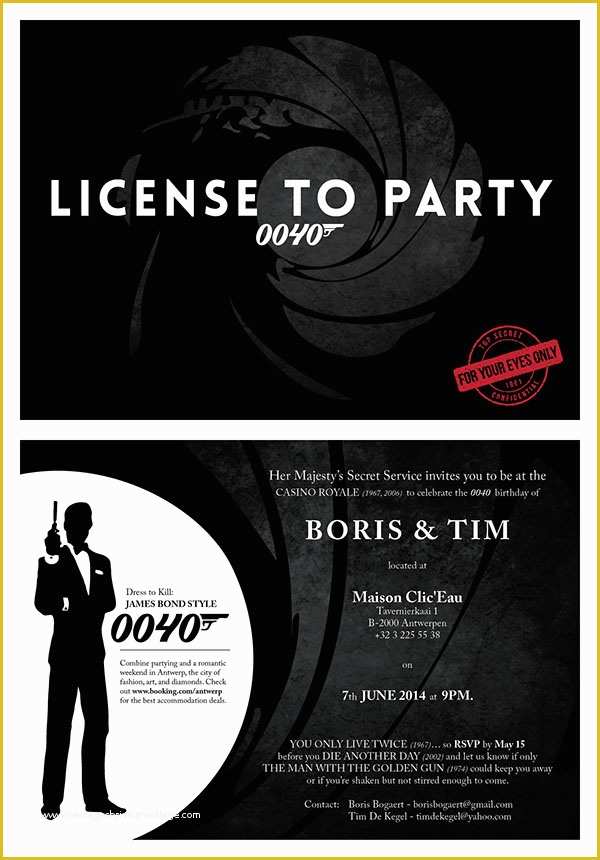 Free James Bond Invitation Template Of James Bond Birthday Invitations Related Keywords James