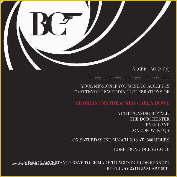 Free James Bond Invitation Template Of James Bond Party Invitations Cobypic