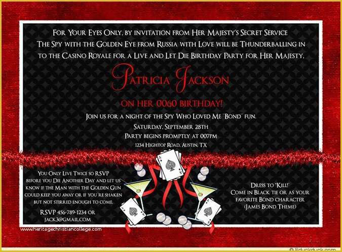 Free James Bond Invitation Template Of James Bond Party Invitations