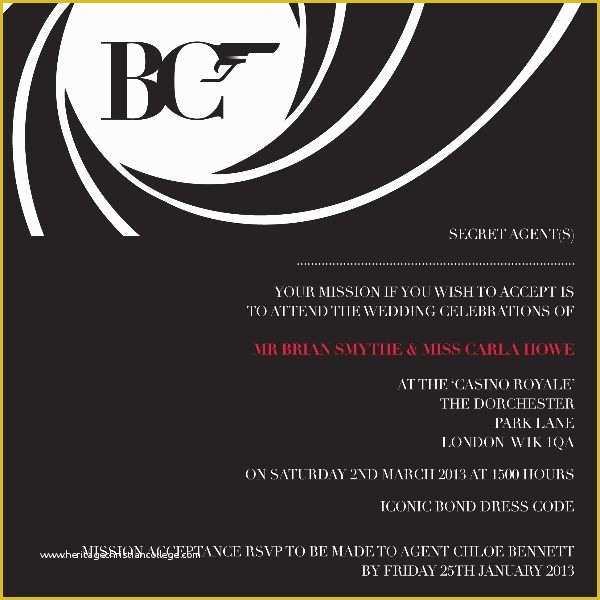 Free James Bond Invitation Template Of James Bond theme Maybe for Bachelorette Party It Would
