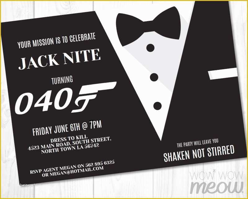 Free James Bond Invitation Template Of Secret Agent Spy Party Invite Instant Download Detective