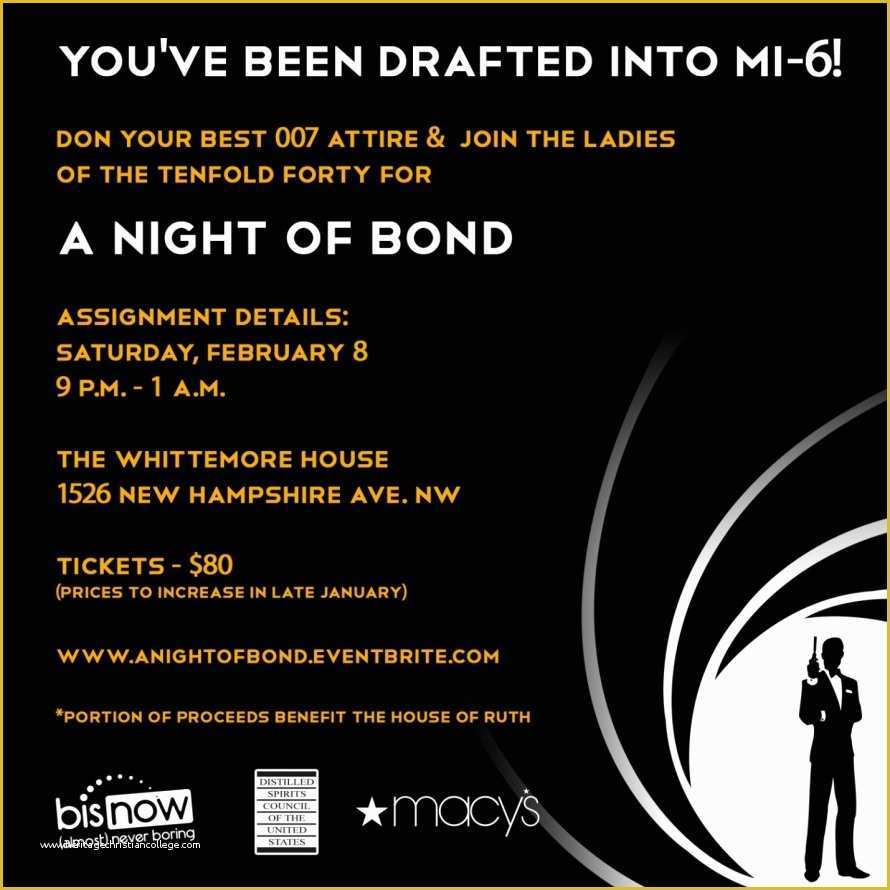 Free James Bond Invitation Template Of Tenfold forty Project Bride D C Blog