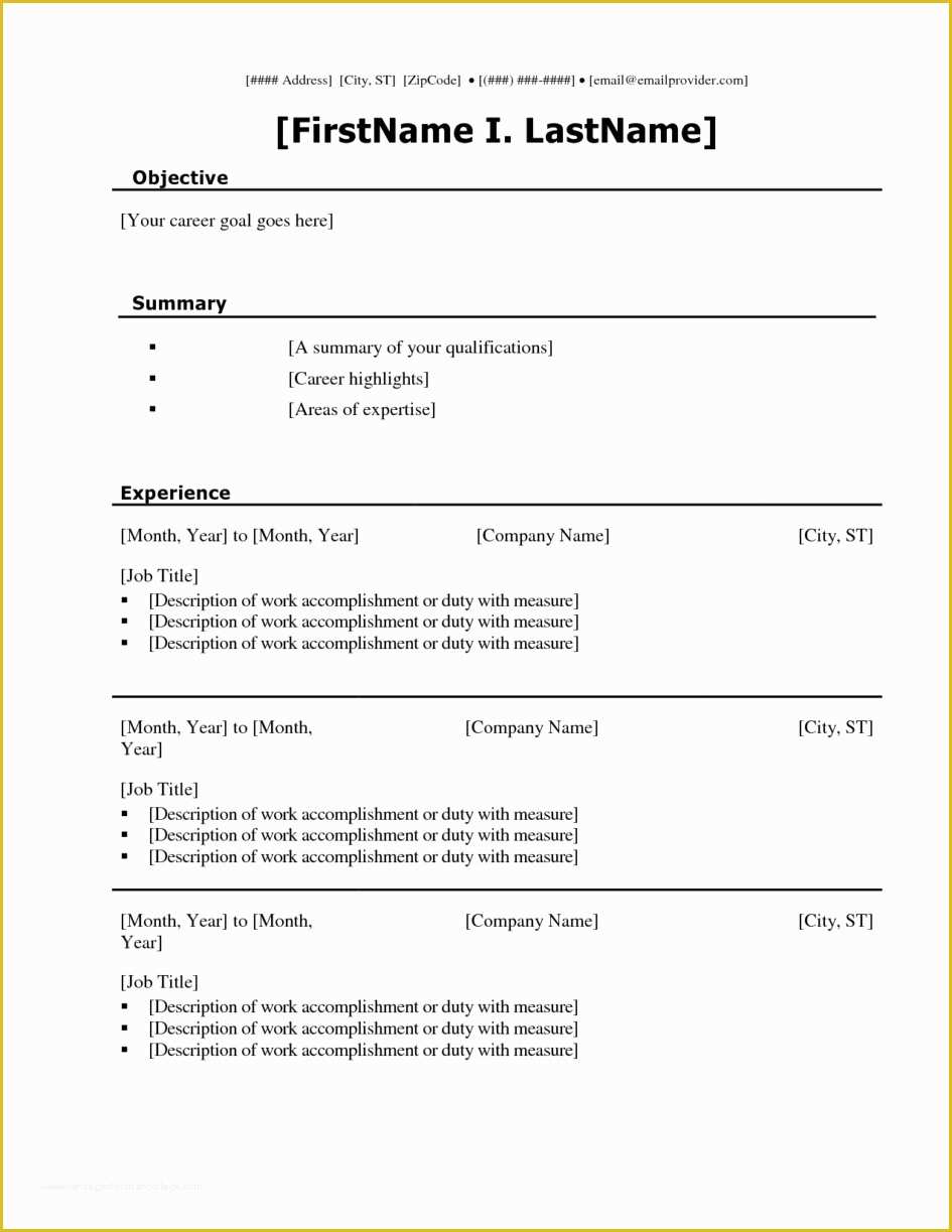 Free Job Resume Templates for Microsoft Word Of Resume Template Microsoft Word 2017