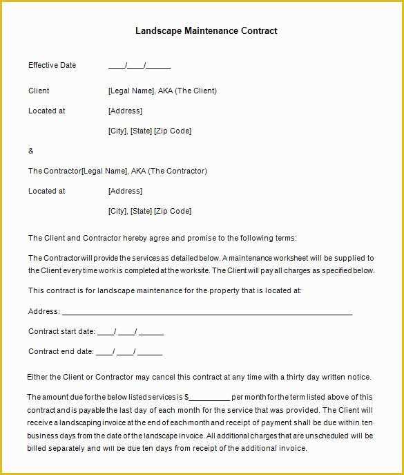 48 Free Landscape Maintenance Contract Template