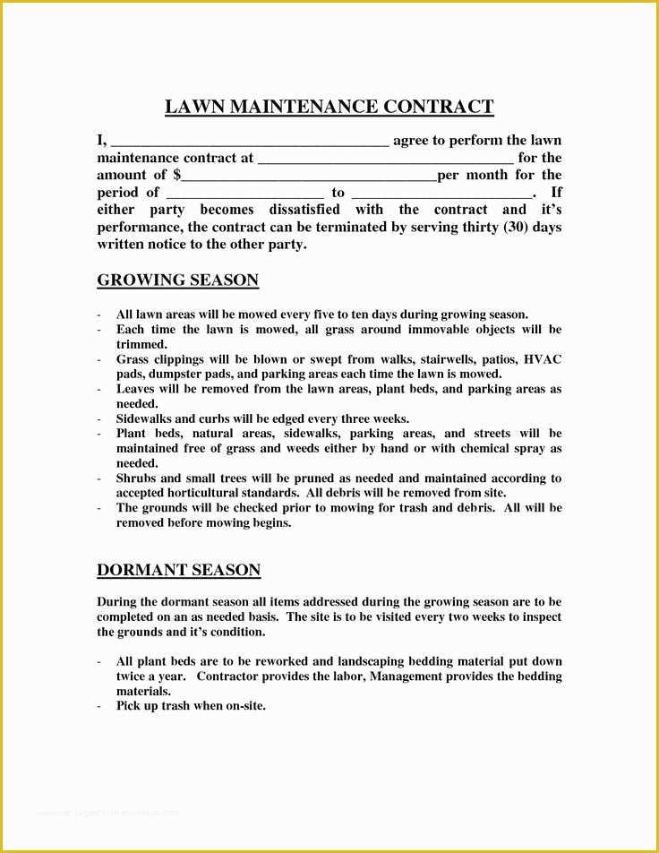 Free Landscape Maintenance Contract Template Of 25 Best Ideas About Contract Agreement On Pinterest