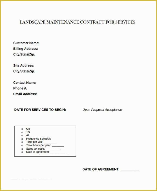 Free Landscape Maintenance Contract Template Of 9 Maintenance Contract Templates Free Sample Example
