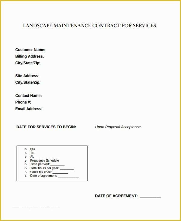 Free Landscape Maintenance Contract Template Of 9 Maintenance Contract Templates Free Sample Example
