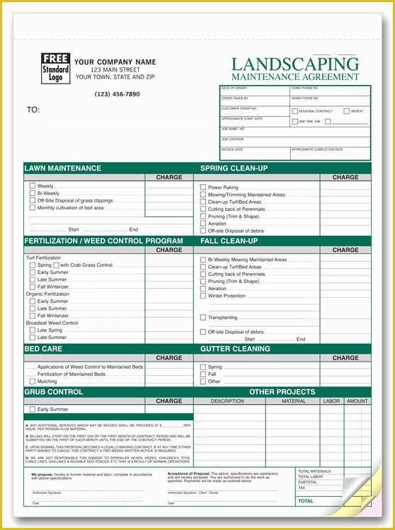 Free Landscape Maintenance Contract Template Of Free Printable Lawn Service Contract form Generic