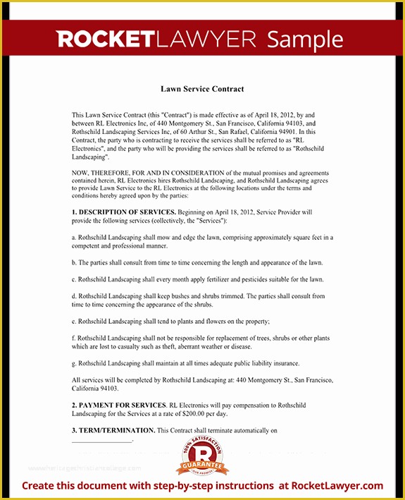 Free Landscape Maintenance Contract Template Of Lawn Service Contract Template with Sample