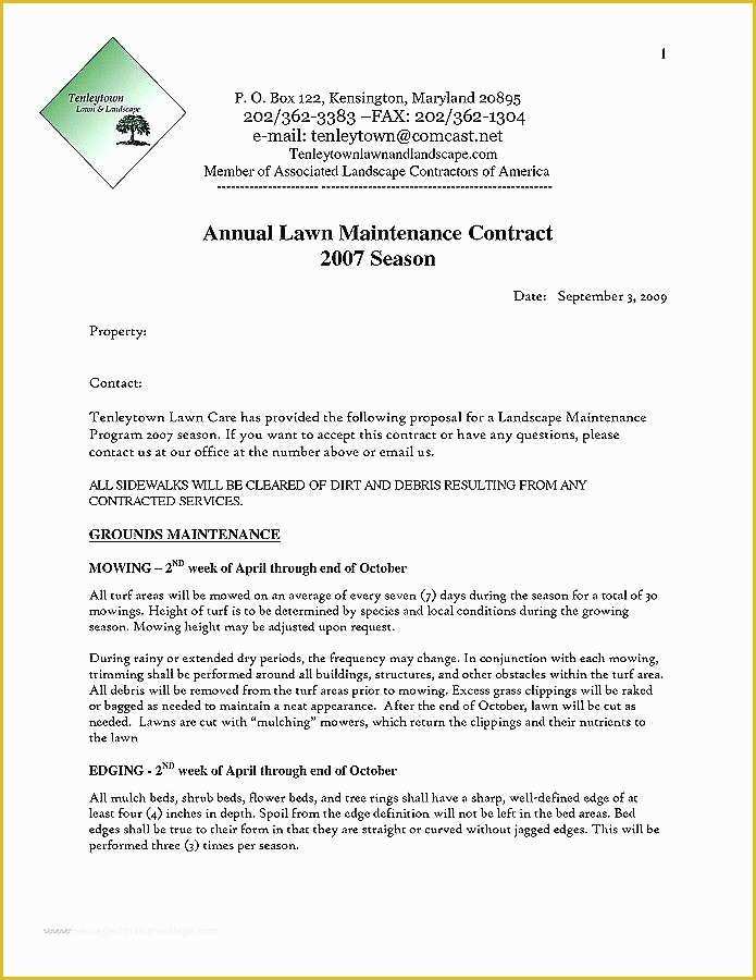 Free Landscape Maintenance Contract Template Of Maintenance Service Contract Sample – Trezvost