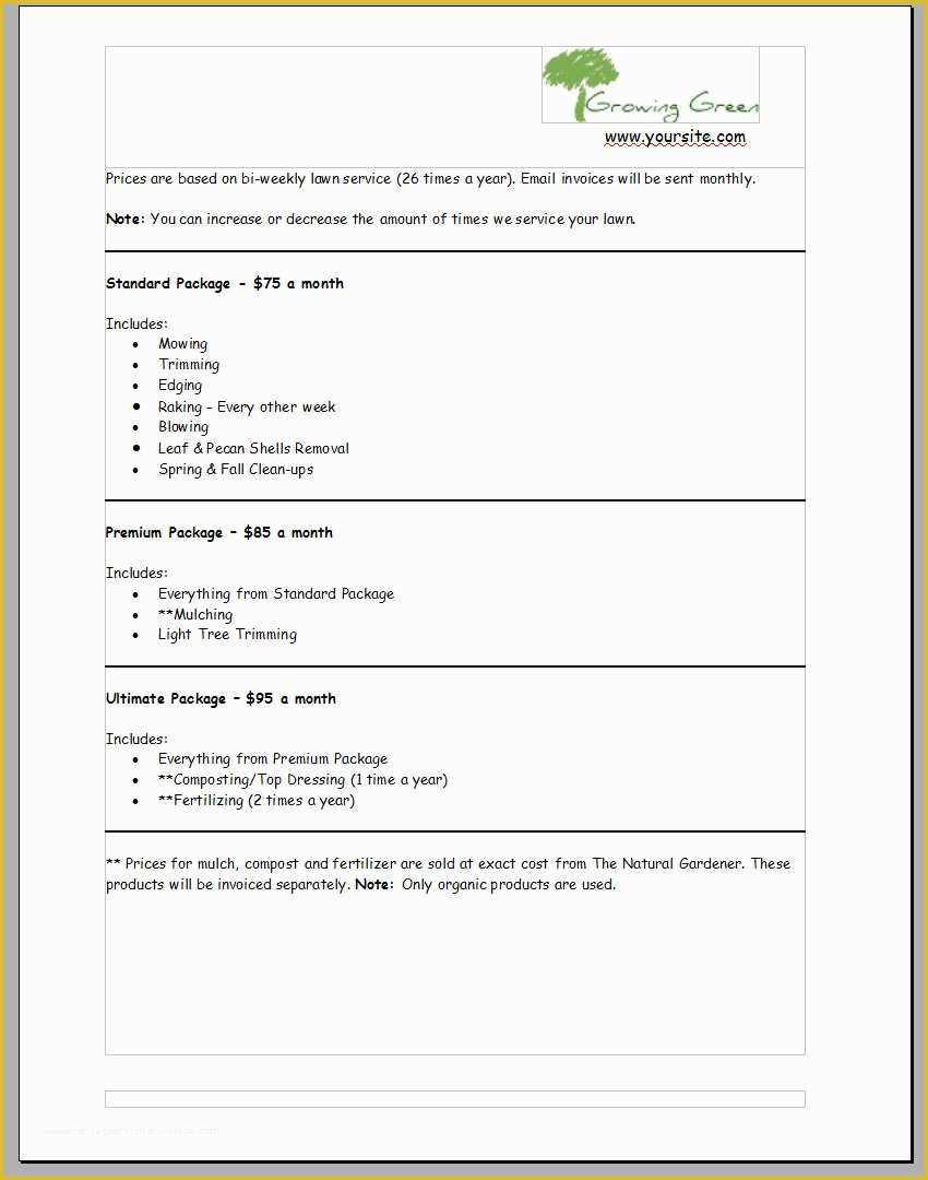 Free Landscape Maintenance Contract Template Of Mercial Lawn Care Bid Template Templates Resume