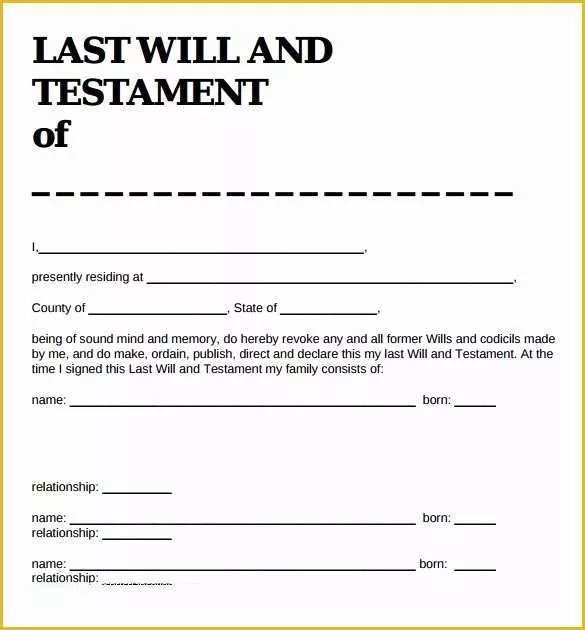 Free Last Will and Testament Template Pdf Of 9 Sample Last Will and Testament forms