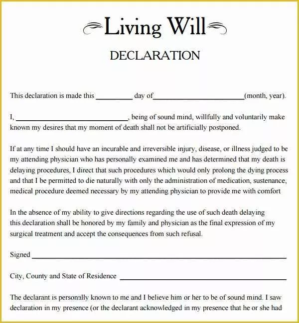 Free Last Will and Testament Template Pdf Of 9 Sample Living Wills – Pdf