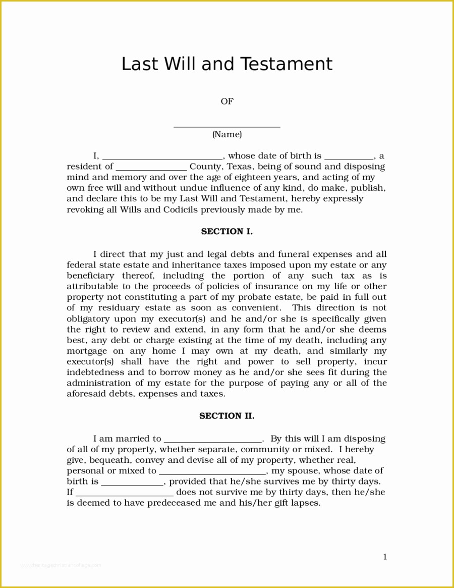 Free Last Will and Testament Template Pdf Of Last Will and Testament Edit Fill Sign Line
