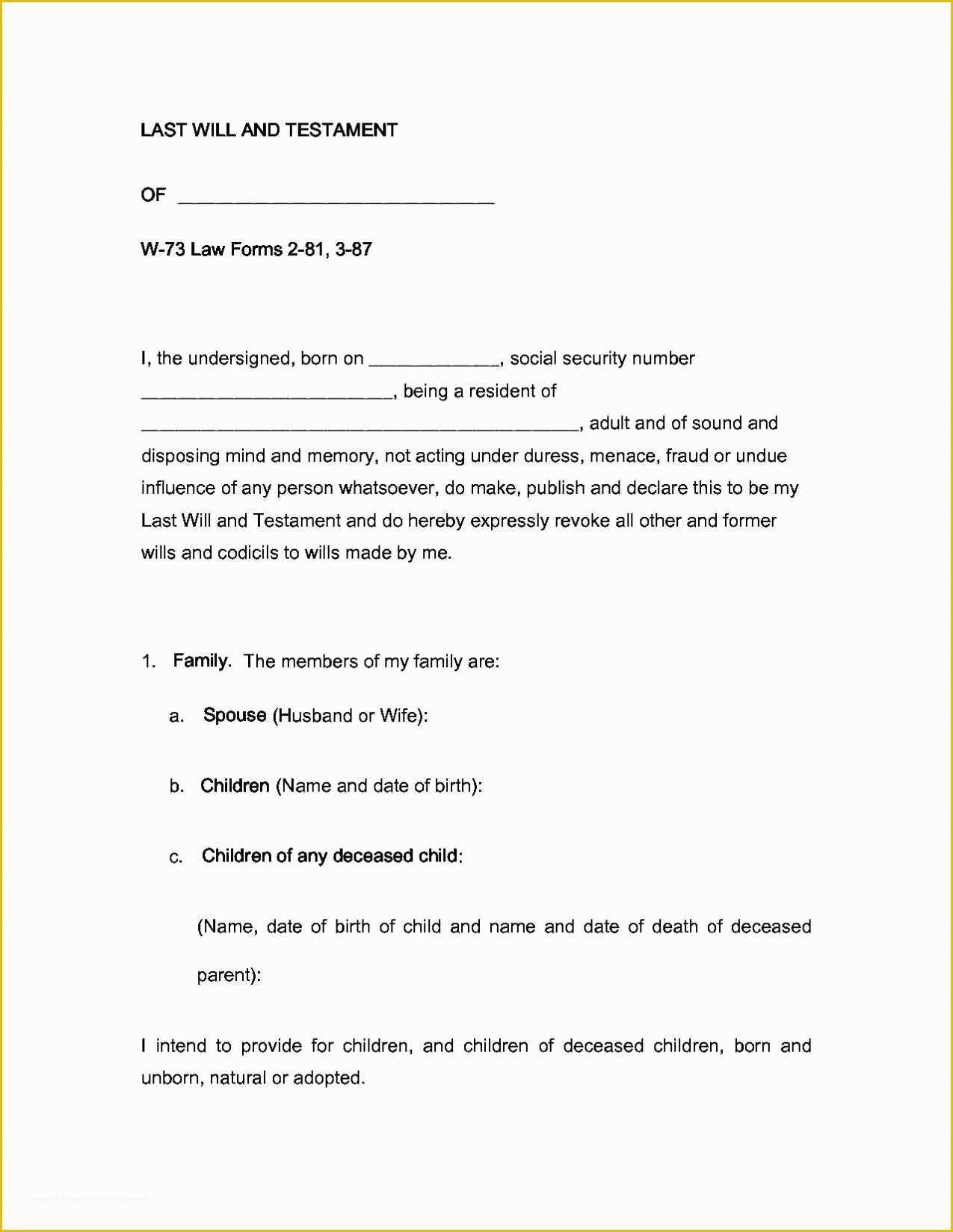 Free Last Will and Testament Template Pdf Of Last Will and Testament Template