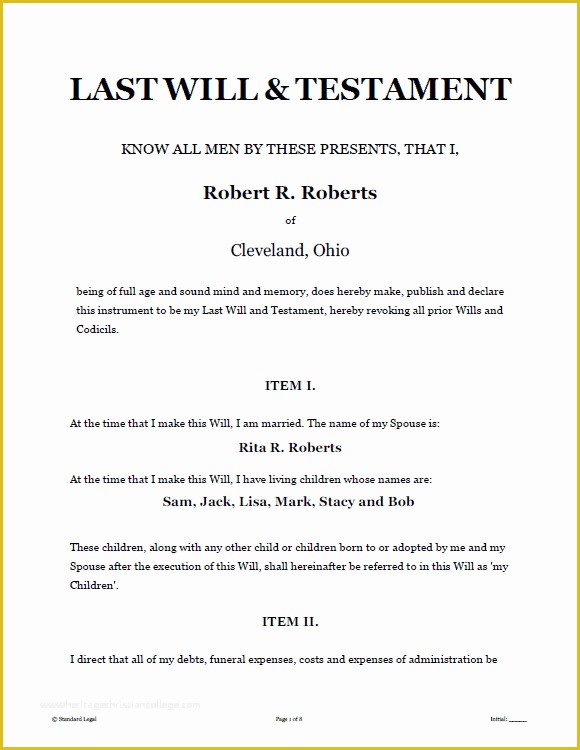 Free Last Will and Testament Template Pdf Of Last Will and Testament Template