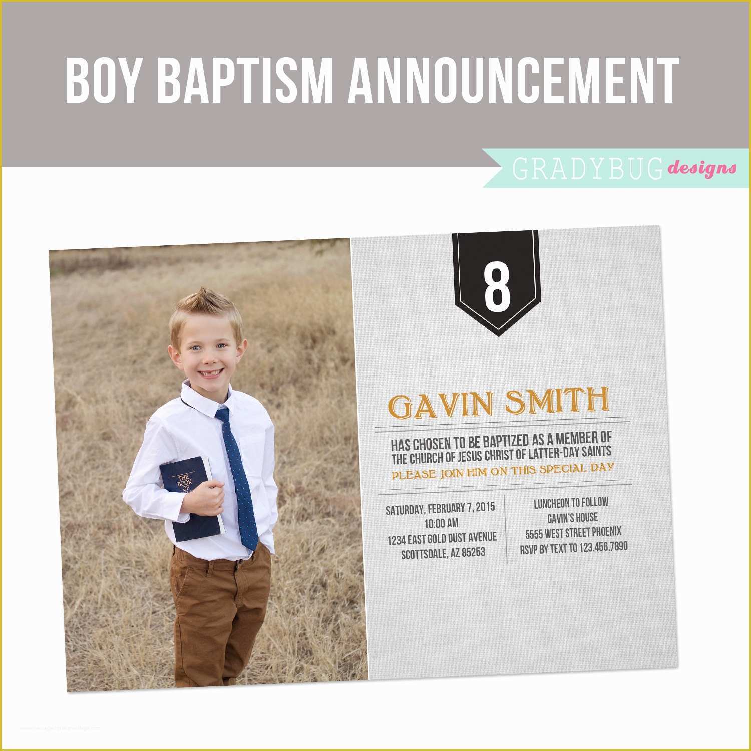 Free Lds Baptism Invitation Template Of Lds Baptism Invitation Boys Baptism by Gradybugdesigns On Etsy