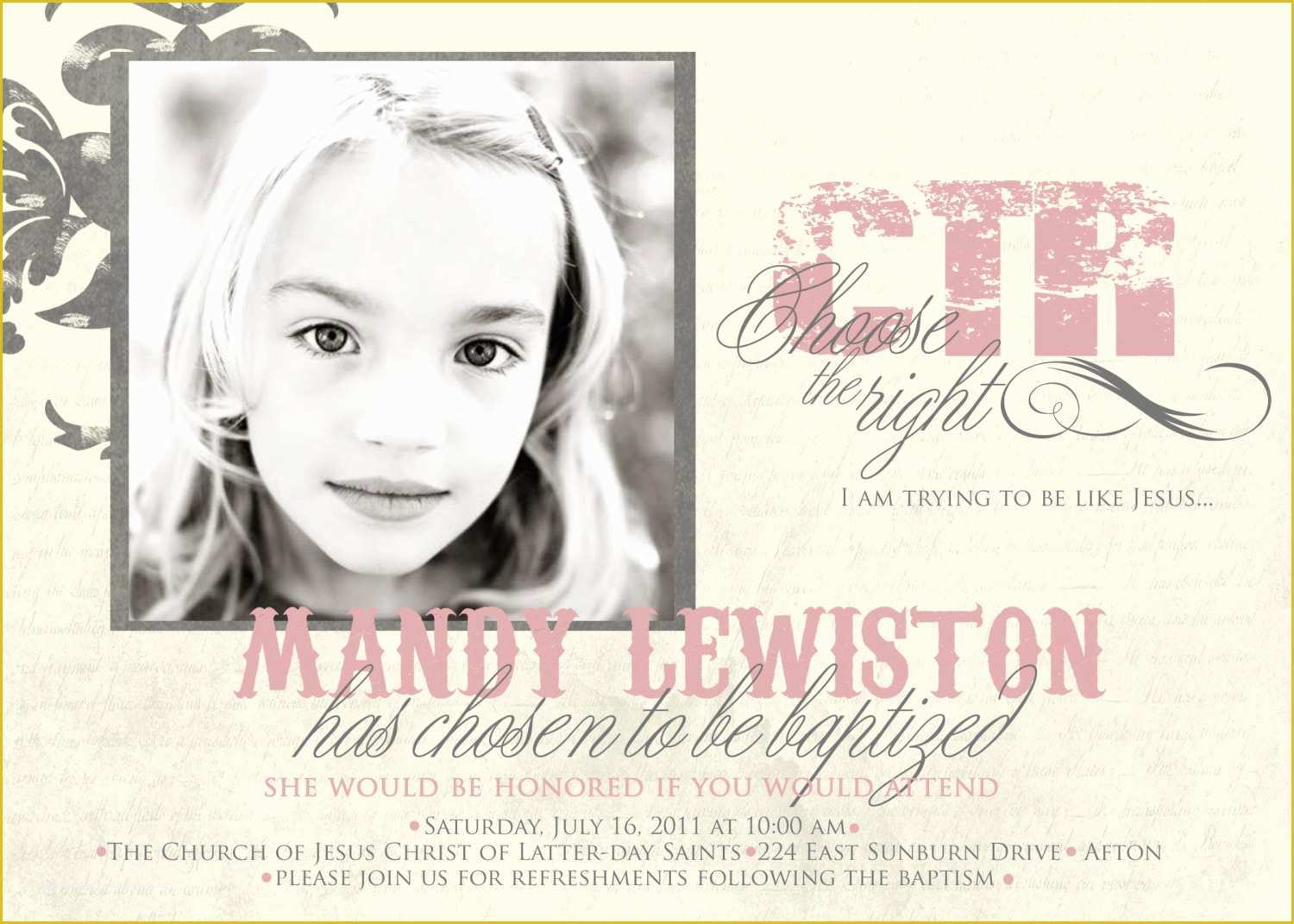 Free Lds Baptism Invitation Template Of Vintage Baptism Invitation by Nattysuedesigns1 On Etsy