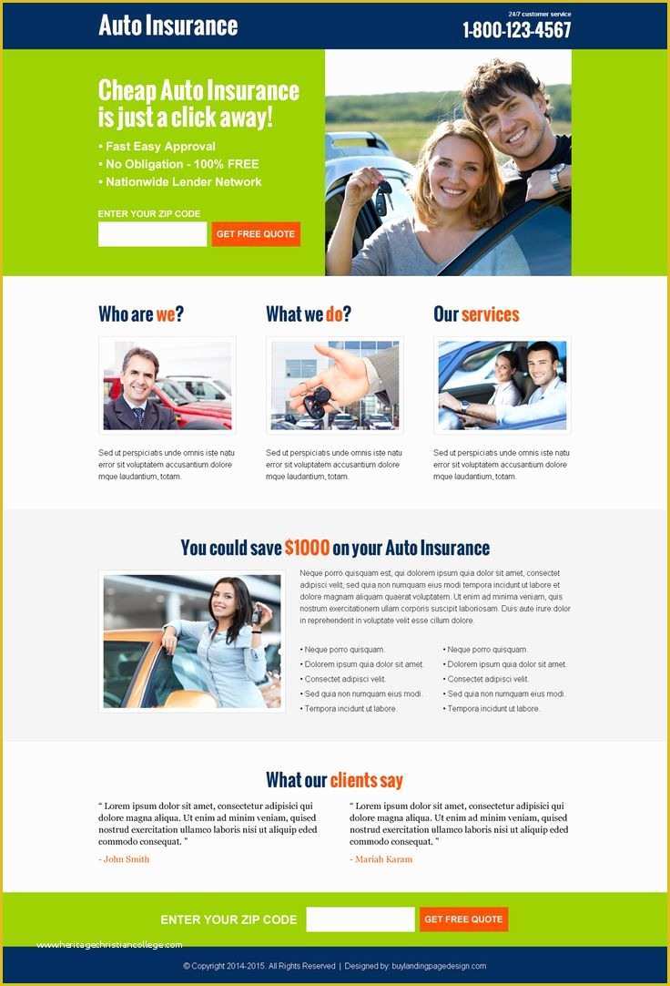 Free Lead Capture Page Templates Of 19 Best Auto Insurance Landing Page Design Images On