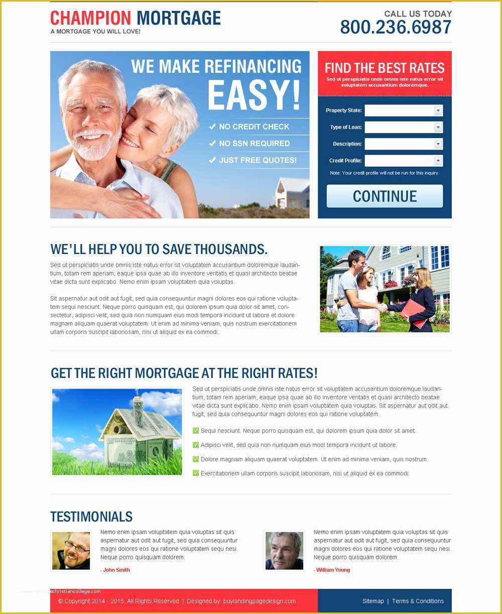 Free Lead Capture Page Templates Of Effective and Best Mortgage Business Landing Pages 2017