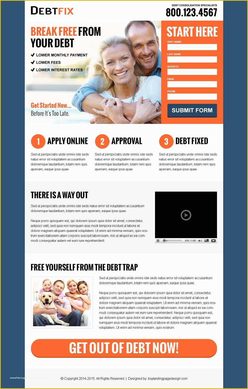 Free Lead Capture Page Templates Of Free Yourself From Debt Leads Lp 037