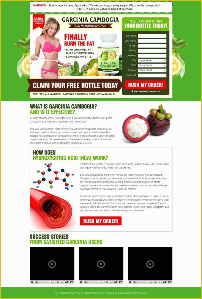 Free Lead Capture Page Templates Of Garcinia Cambogia Weight Loss Product Landing Page Design
