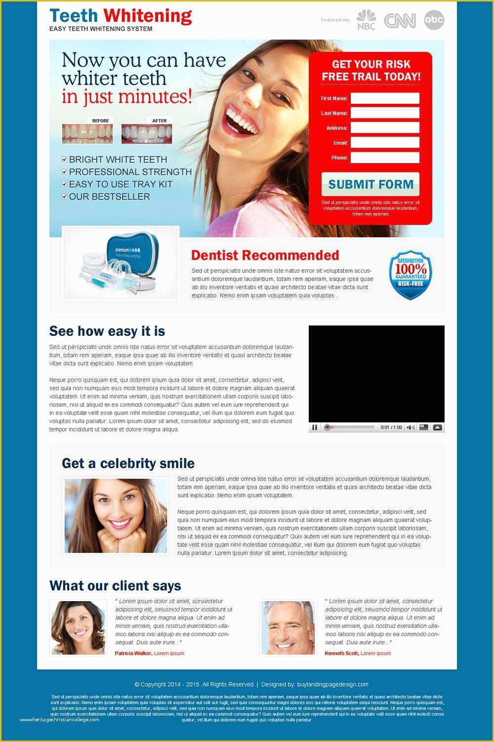Free Lead Capture Page Templates Of Teeth Whitening In Minutes Kit Red Lead Capture Very