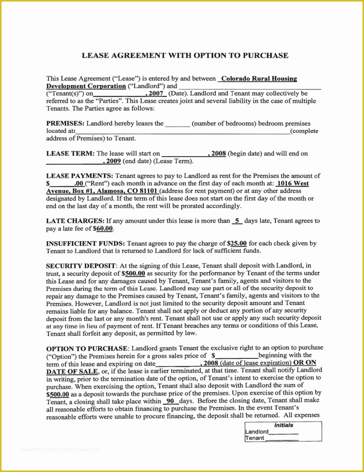 Free Lease Purchase Agreement Template Of Lease Agreement with Option to Purchase Free Download