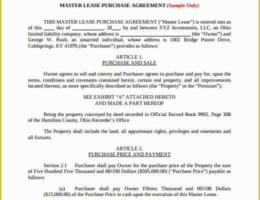 Free Lease Purchase Agreement Template Of Lease Purchase Agreement – 10 Free Samples Examples