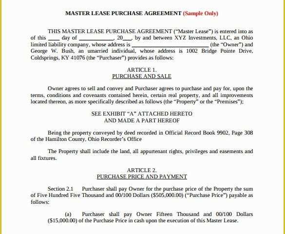 Free Lease Purchase Agreement Template Of Lease Purchase Agreement – 10 Free Samples Examples