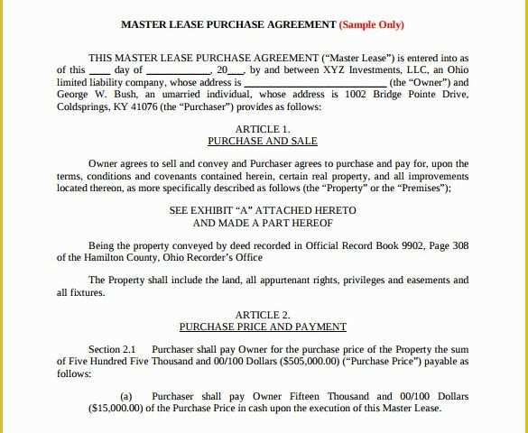 Free Lease Purchase Agreement Template Of Lease Purchase Agreement – 10 Free Samples Examples