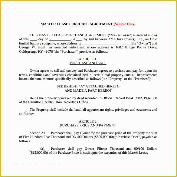 43 Free Lease Purchase Agreement Template