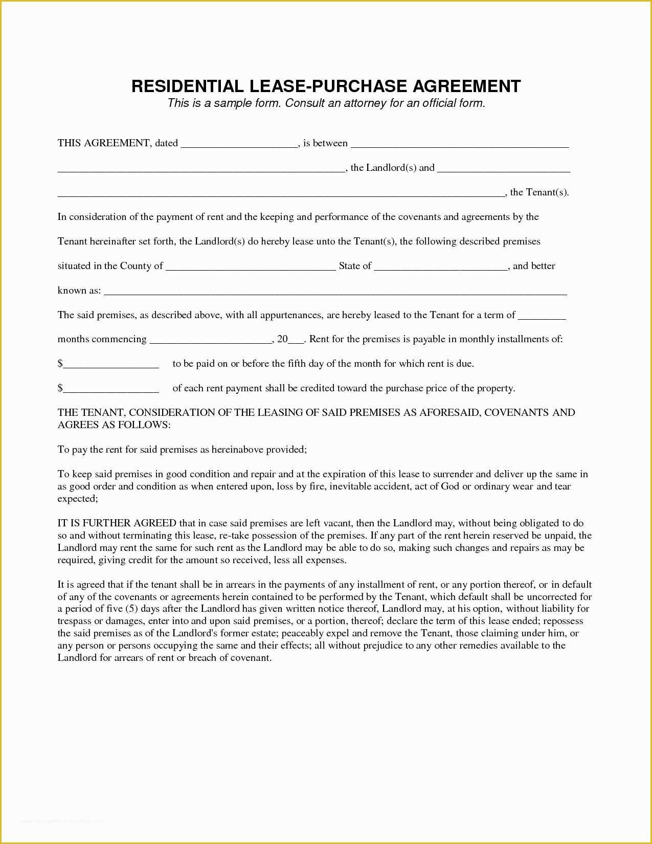 Free Lease Purchase Agreement Template Of Lease Purchase Agreement Template Download Templates