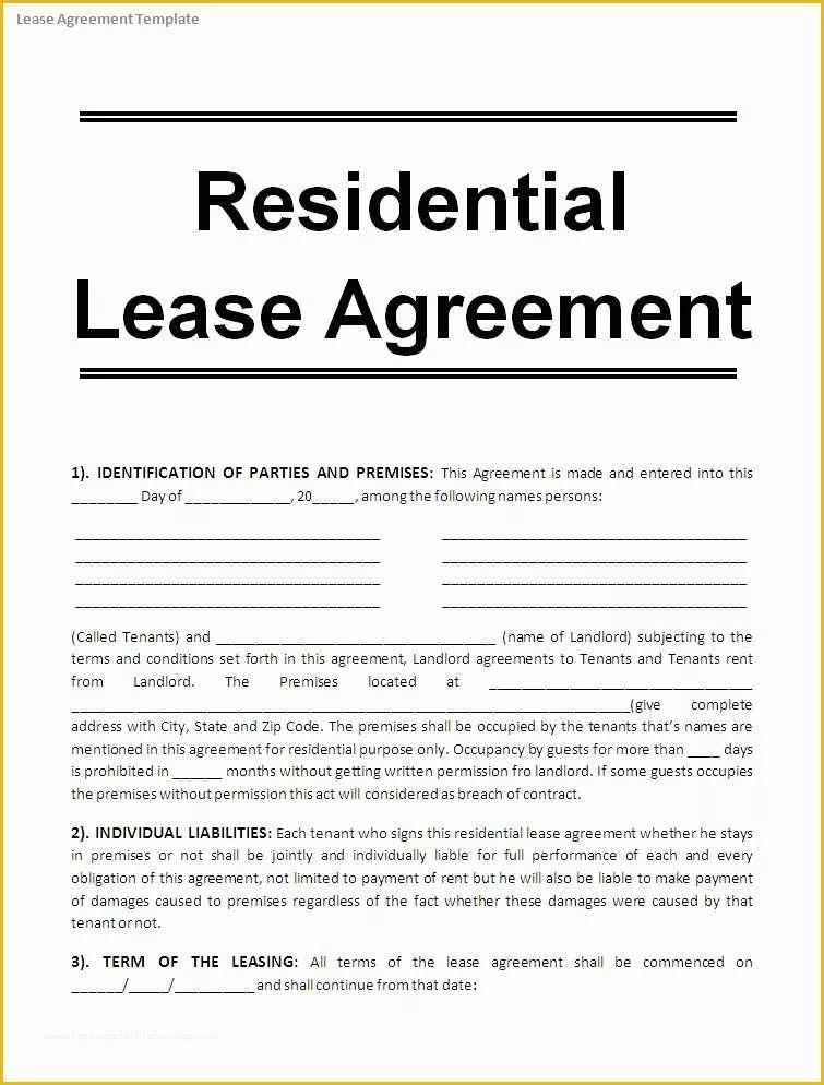 Free Lease Purchase Agreement Template Of Printable Sample Free Lease Agreement Template form