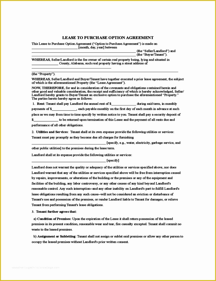 Free Lease Purchase Agreement Template Of Rent to Own Agreement Sample form