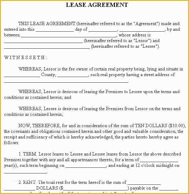 Free Lease Purchase Agreement Template Of Rental Agreement forms Lease Agreement form
